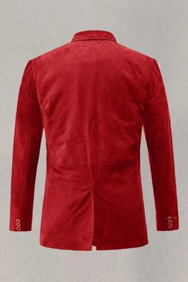 Men's lambskin red genuine suede leather blazer 4