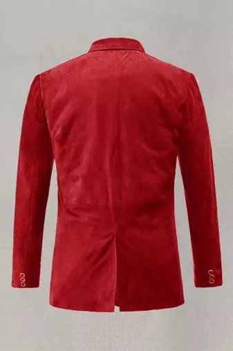 Men's lambskin red genuine suede leather blazer
