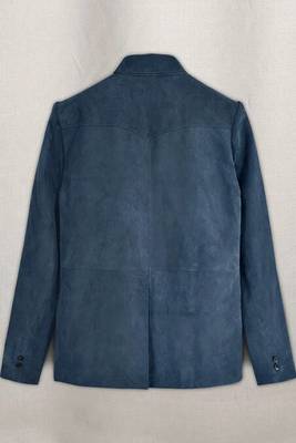Men's blue soft suede leather western leather blazer 5