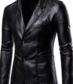Men's black lambskin leather formal coat blazer