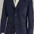 Men's genuine navy blue suede casual blazer coat