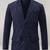 Men's genuine navy blue suede casual blazer coat