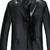 Men's black genuine leather two button casual blazer coat