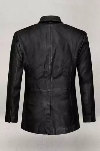 Men's black real lambskin leather genuine blazer dress coat