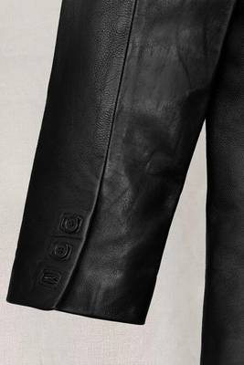 Men's black real lambskin leather genuine blazer dress coat 3