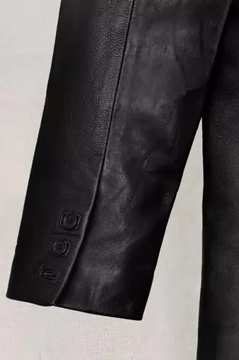 Men's black real lambskin leather genuine blazer dress coat