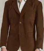 Men's real genuine lambskin brown suede leather blazer coat