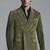 Men's olive green soft suede genuine leather double breasted blazer