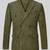 Men's olive green soft suede genuine leather double breasted blazer
