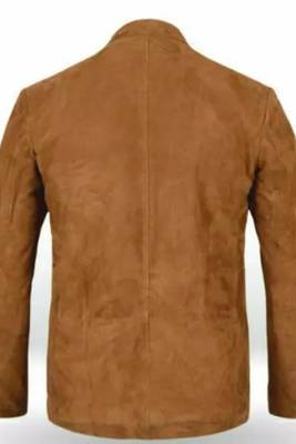 Men's genuine lambskin tan suede leather safari coat blazer 3