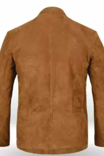 Men's genuine lambskin tan suede leather safari coat blazer