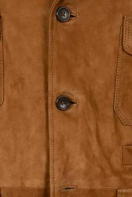 Men's genuine lambskin tan suede leather safari coat blazer 4