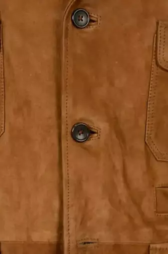 Men's genuine lambskin tan suede leather safari coat blazer