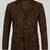 Men's dark brown genuine suede leather safari coat blazer