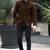 Men's dark brown genuine suede leather safari coat blazer