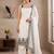 White & black embroidered kurta pant set with maska cotton silk dupatta