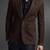 Men's real genuine dark brown suede leather slim fit blazer coat