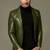 Men's olive green leather slim fit blazer real lambskin coat jacket