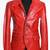 Men's red 100% genuine leather button blazer jacket
