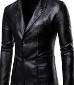 Men's black 100% genuine leather blazer sport coat
