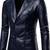 Men's dark navy blue real genuine leather blazer