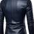 Men's dark navy blue real genuine leather blazer