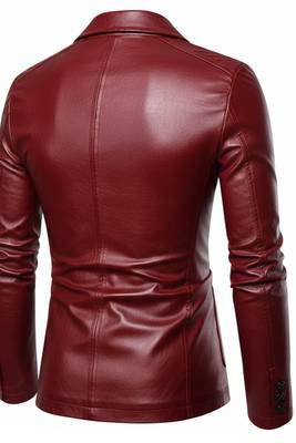 Men's genuine burgundy leather formal blazer jacket 2