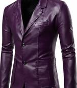 Men's real lambskin purple genuine leather blazer jacket