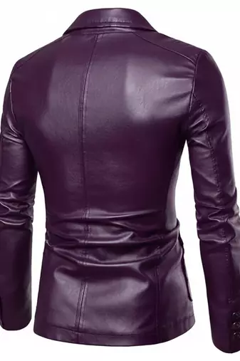 Men's real lambskin purple genuine leather blazer jacket