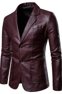 Men's real lambskin wine leather blazer sport coat 1