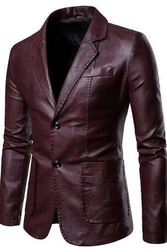Men's real lambskin wine leather blazer sport coat