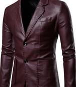 Men's real lambskin wine leather blazer sport coat