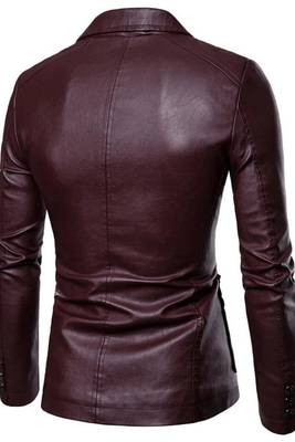 Men's real lambskin wine leather blazer sport coat 2