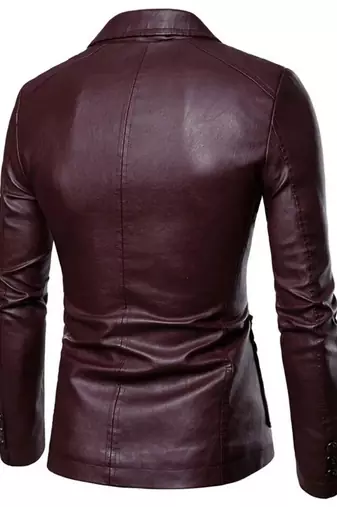 Men's real lambskin wine leather blazer sport coat