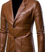 Men's tan brown 100% real lambskin leather party wear blazer jacket