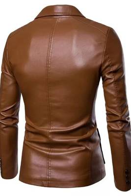 Men's tan brown 100% real lambskin leather party wear blazer jacket 2