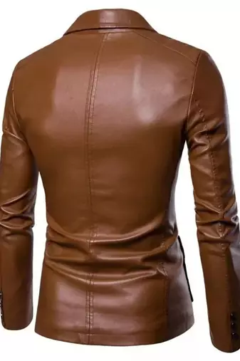 Men's tan brown 100% real lambskin leather party wear blazer jacket