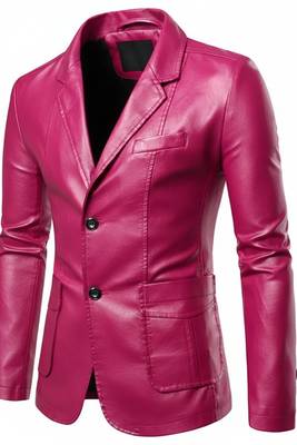 Men's real lambskin pink leather formal blazer coat jacket 1