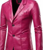 Men's real lambskin pink leather formal blazer coat jacket
