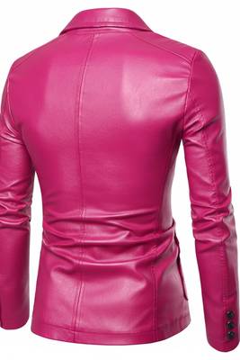 Men's real lambskin pink leather formal blazer coat jacket 2