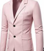 Men's light pink real genuine leather formal blazer
