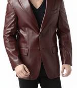 Men's real genuine coffee brown leather blazer jacket