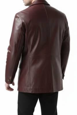 Men's real genuine coffee brown leather blazer jacket 2