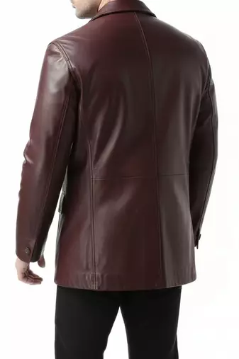 Men's real genuine coffee brown leather blazer jacket