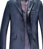 Men's real genuine blue leather formal blazer jacket
