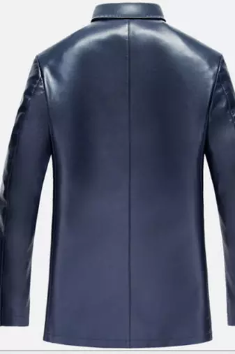 Men's real genuine blue leather formal blazer jacket