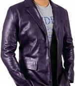 Men's real genuine purple leather casual blazer jacket