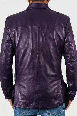Men's real genuine purple leather casual blazer jacket 2