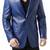 Men's real genuine lambskin blue leather blazer two button coat