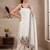White & black embroidered kurta pant set with maska cotton silk dupatta